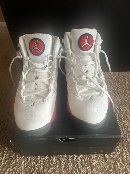 Men’s Red, Black& White Retro-Style Basketball Jordans - Picture 2 of 10